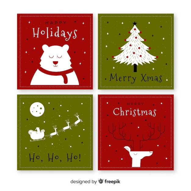 Free vector creative collection of christmas cards