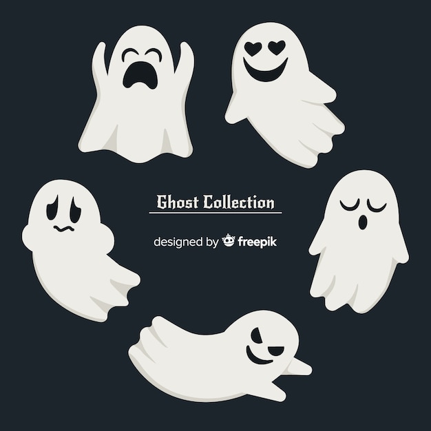 Vettore gratuito collezione creativa di fantasmi di halloween