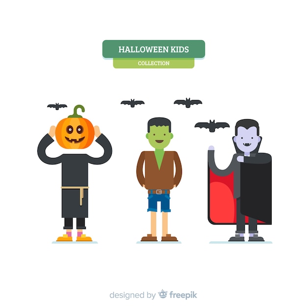 Creative collection of halloween kids characters