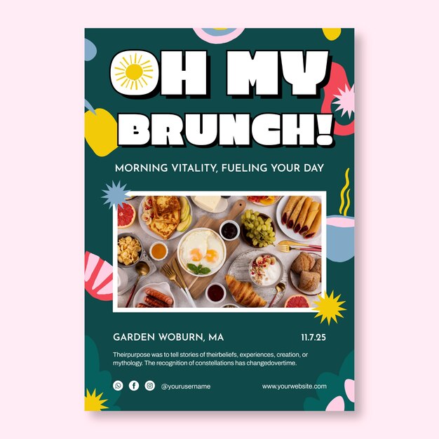 Creative colorful brunch bar flyer template