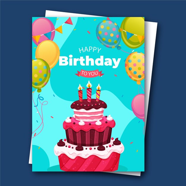크리 에이 티브 다채로운 케이크 최고의 생일 엽서