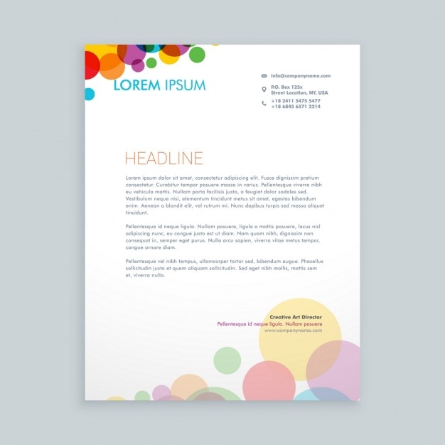 Creative colorful circles letterhead