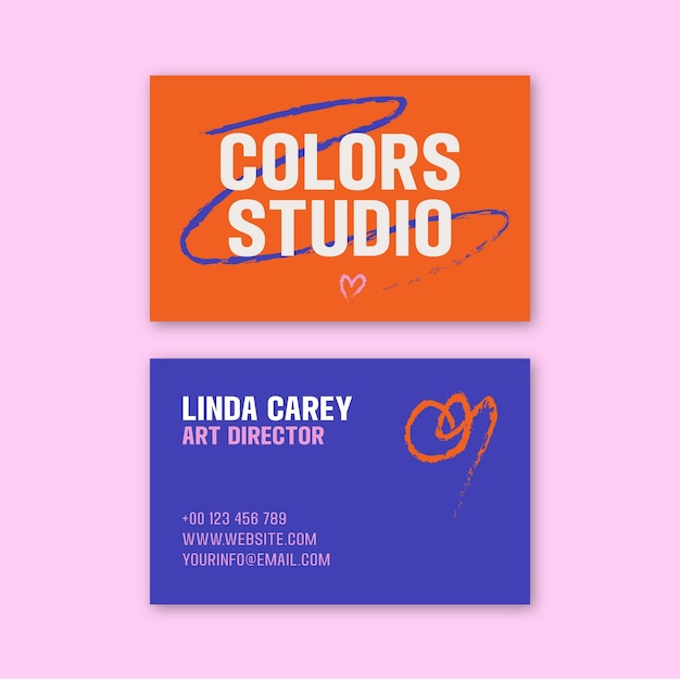 Creative colorful doodles business card template