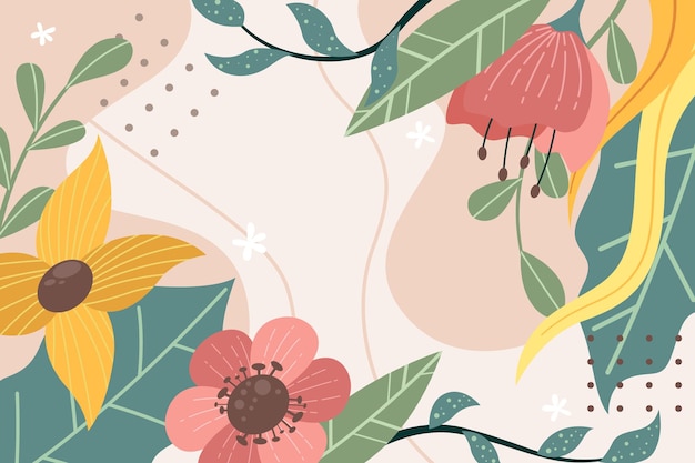 Free vector creative colorful spring background template with flowers and leaves