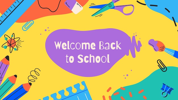 Creative colorful welcome back to school zoom background