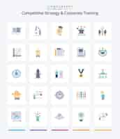 Free vector creative competitive strategy and corporate training 25 flat icon pack such as presentation conference package business knowledge