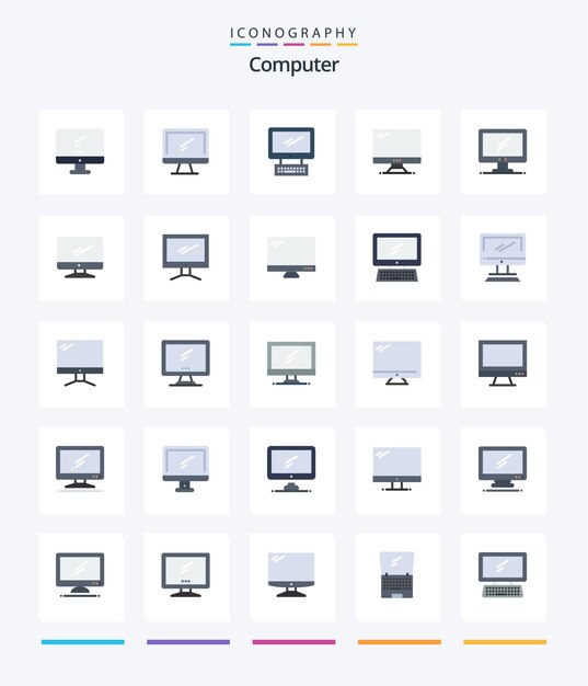 Creative Computer 25 Flat icon pack Such As Layer 1 laptop pc device