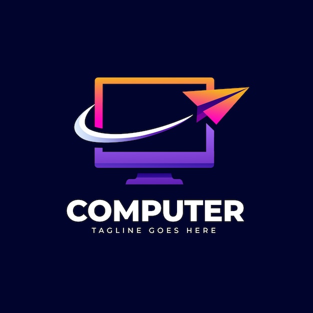 Креативный шаблон логотипа компьютера