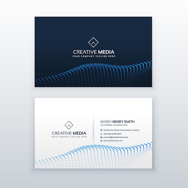 Free vector creative concept of business card design with blue particles