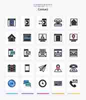 無料ベクター creative contact 25 line filled icon pack 会話 連絡 会話 会話 連絡など