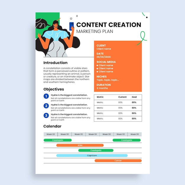 Free vector creative content marketing plan proposal template