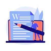 Free vector creative content writing. copywriting, blogging, internet marketing. article text editing and publishing. online documents. writer, editor character concept illustration