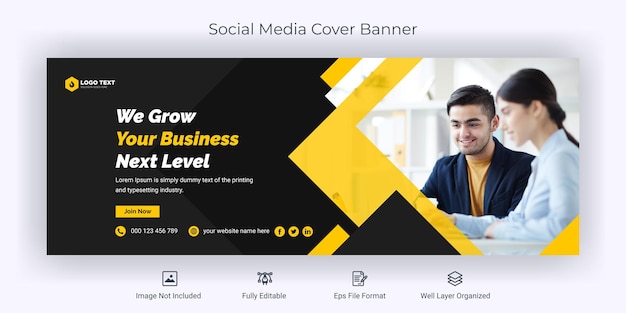 Creative corporate business social media facebook cover banner template