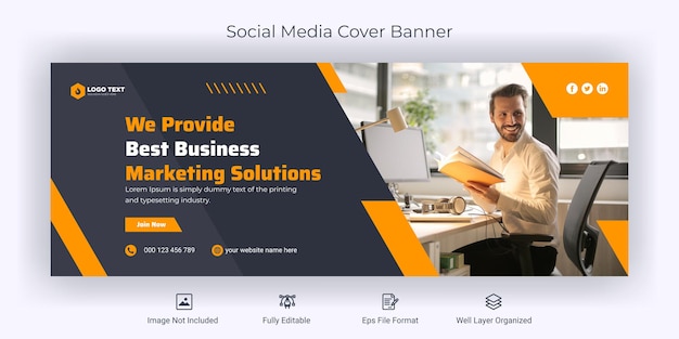 Creative corporate business social media facebook cover banner template