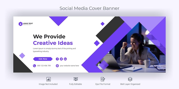 Creative corporate business social media facebook cover banner template