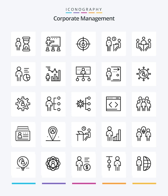 Creative Corporate Management 25 회의 인터뷰 학교 채용 마케팅과 같은 개요 아이콘 팩