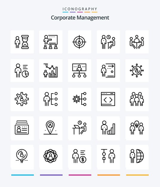 Creative Corporate Management 25 OutLine icon pack Such As meeting interview school recruitment marketing