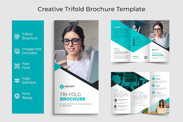크리 에이 티브 기업 trifold 전단지 브로슈어 서식 파일 디자인