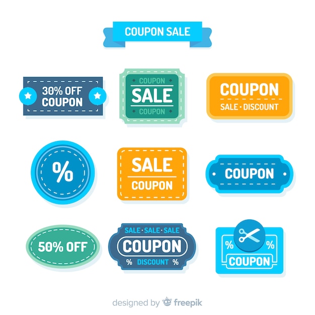 Insieme di etichette di vendita coupon creativo