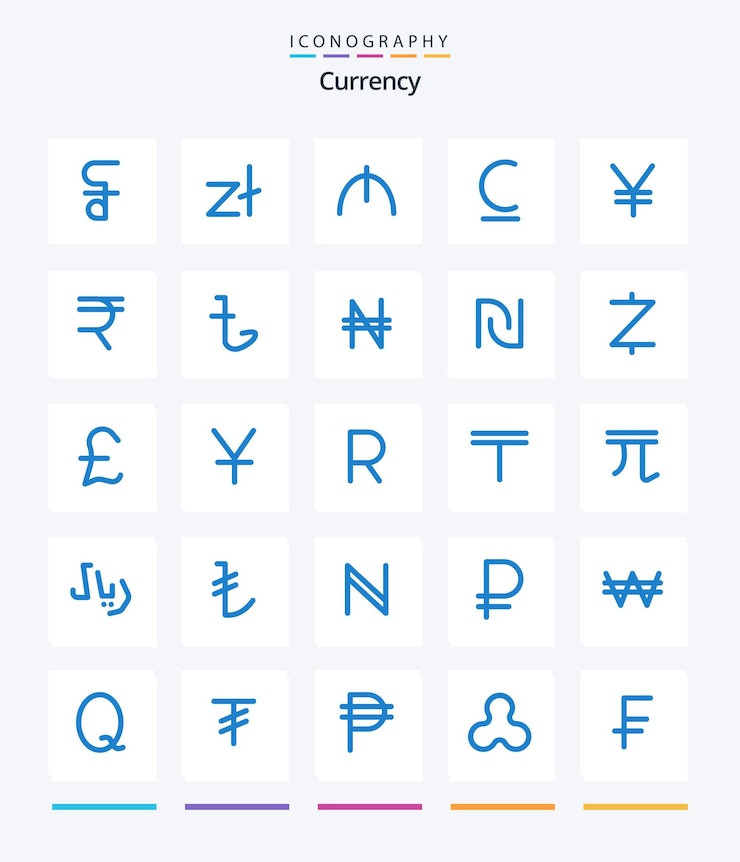 무료 Vector creative currency 25 위안 엔 마낫 레브브라질 키르기스스탄과 같은 파란색 아이콘 팩