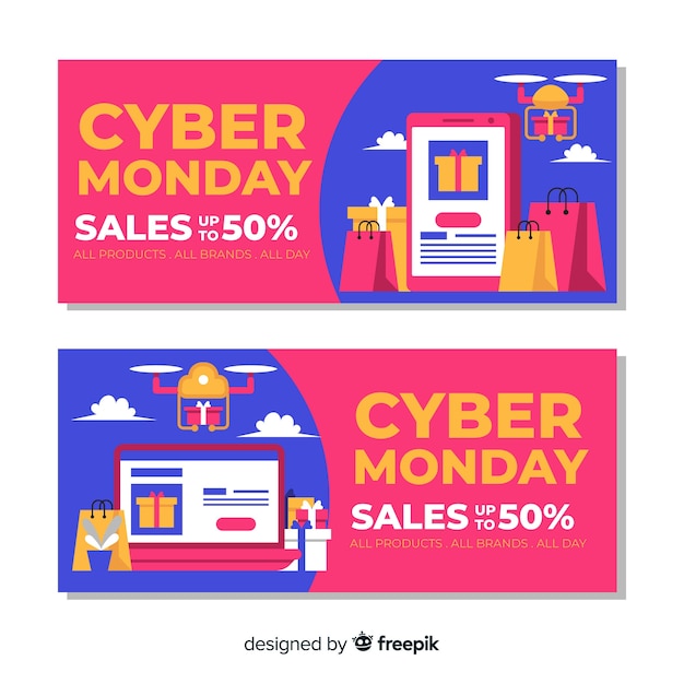 Creative cyber monday banners