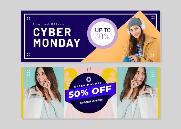 Free vector creative cyber monday banners