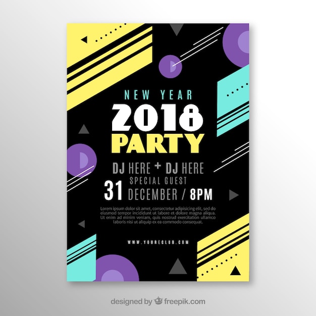 無料ベクター 創造的な暗い新年パーティーのポスター
