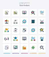 무료 벡터 creative data analysis 25 line filled 아이콘 팩 클라우드 코딩 보고서와 같은 모니터링 비즈니스 개발