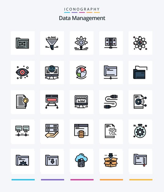 Creative Data Management 25 Line FIlled icon pack Such As atom server sort mainframe setting