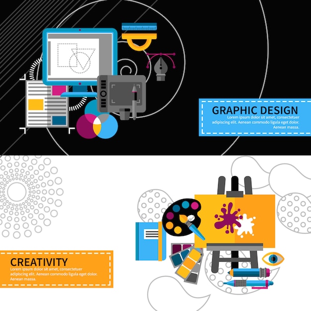 Vettore gratuito set di banner di creative designer