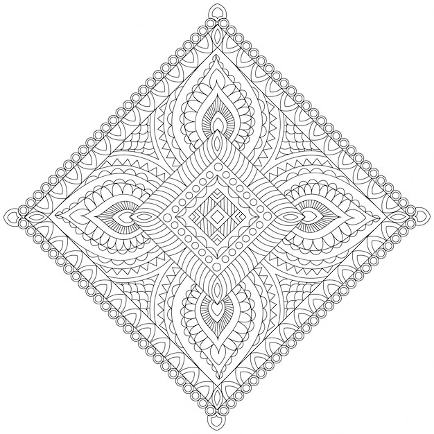 Vettore gratuito mandala dettagliata creativa, bellissimo modello orientale floreale, elemento decorativo vintage per la colorazione libro, terapia anti stress.