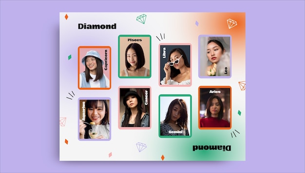 Creative diamond kpop photocard photo collage