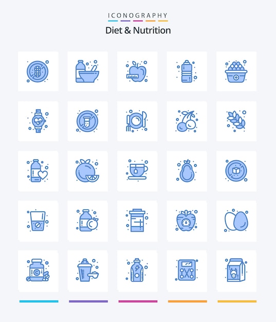 Creative Diet And Nutrition 25 Blue icon pack Such As egg water apple sports diet