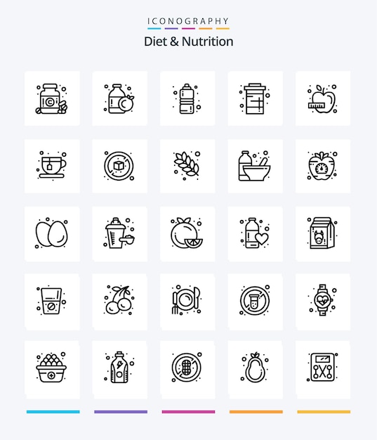 Creative Diet And Nutrition 25 다이어트 물 피트니스 건강 소다 다이어트와 같은 개요 아이콘 팩