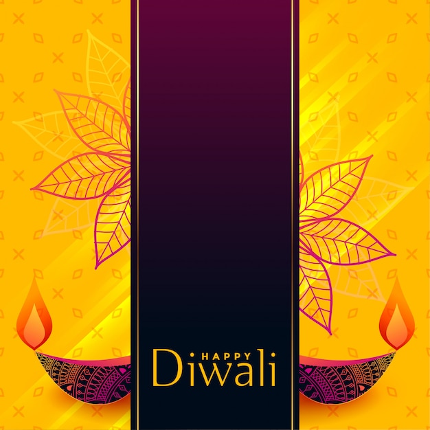 Vettore gratuito design creativo di diwali banner con decorativi diya