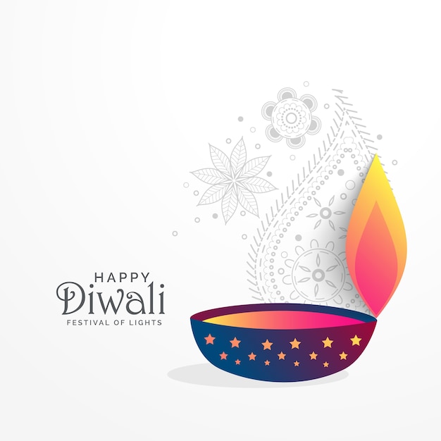 Sfondo di diwali creativo di saluto con diya