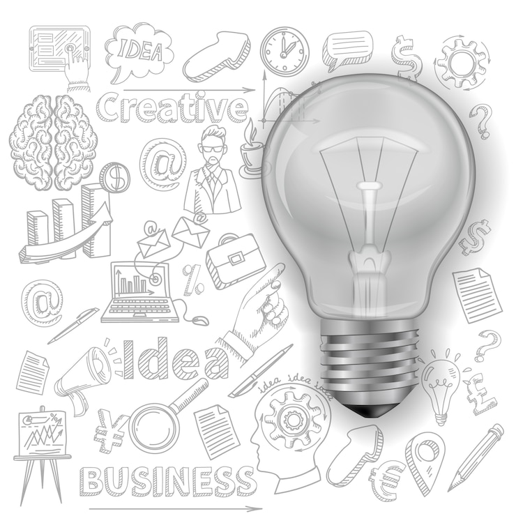 Free Vector creative drawigns with lightbulb