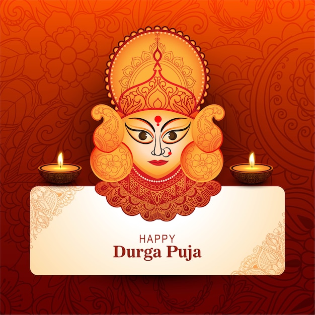 Free vector creative durga puja festival card background illustration