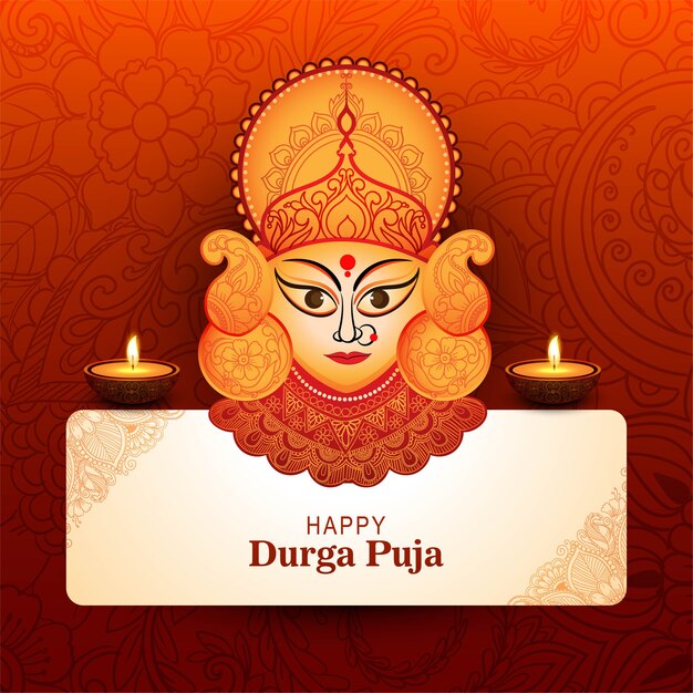 Creative Durga Puja Festival Card Background Illustration