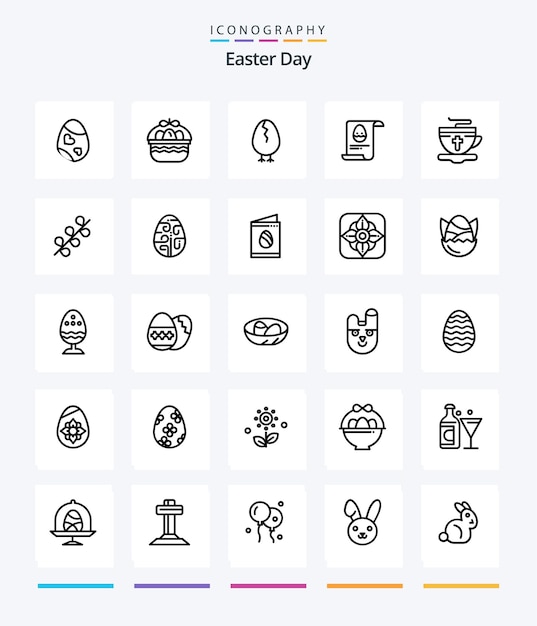 Free vector creative easter 25 outline icon pack such as tea aester nature data happy