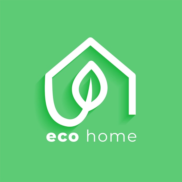 Free vector creative eco home icon green background design vector