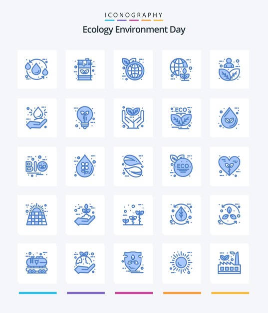 Creative Ecology 25 에너지 녹색 연료 지구 세계 환경과 같은 파란색 아이콘 팩