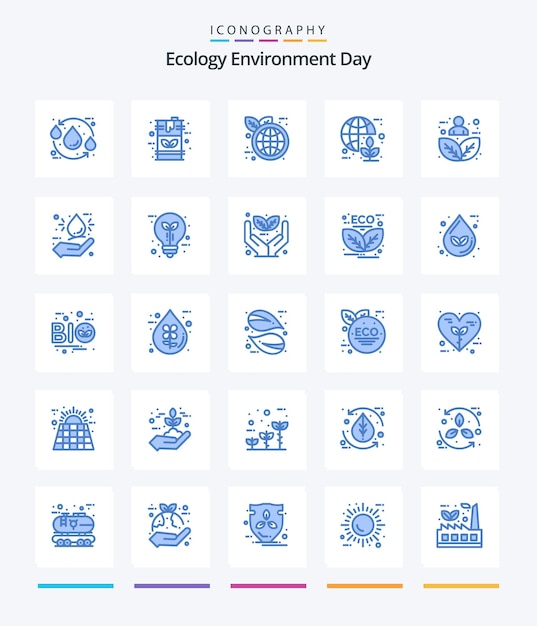 クリエイティブ エコロジー 25 青いアイコン パック エネルギー グリーン燃料地球世界エコなど