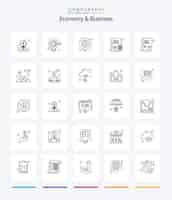 Free vector creative economy and business 25 outline icon pack such as document finance accessibility document accounting