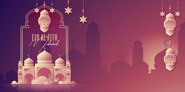 Creative eid mubarak islamic banner design