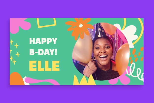 Free vector creative elle birthday twitter post