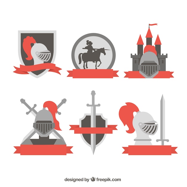 Free vector creative emblems of knights