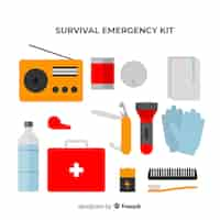 Vettore gratuito kit di sopravvivenza di emergenza creativo in design piatto