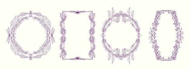 Free vector creative engraving hand drawn boho frame