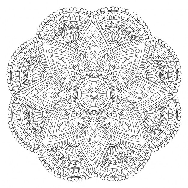  Creative ethnic Mandala design, Vintage decorative element with floral ornaments for coloring book. 